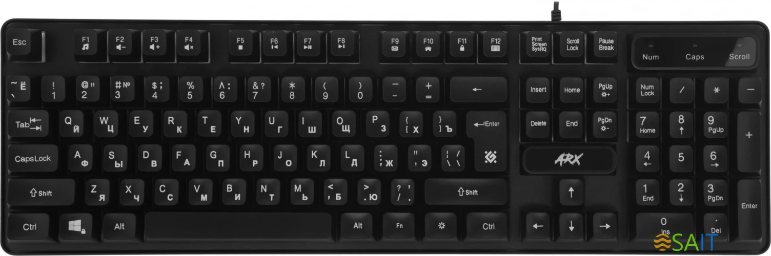 Клавиатура Defender Arx GK-196L RU черный USB for gamer LED