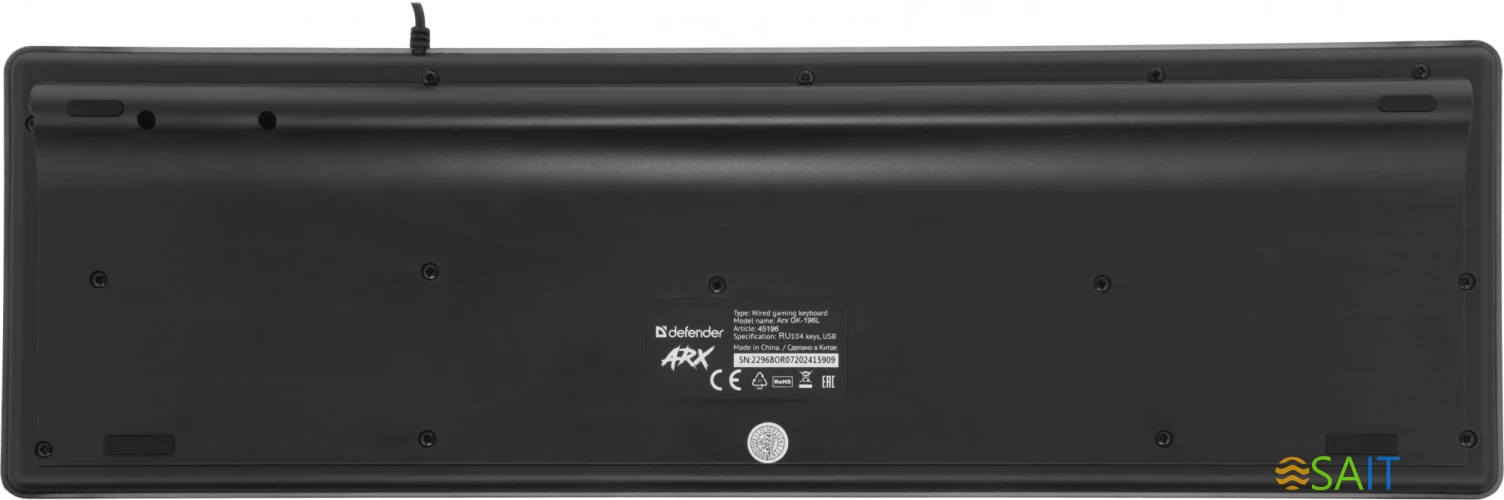 Клавиатура Defender Arx GK-196L RU черный USB for gamer LED