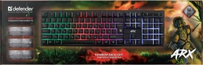 Клавиатура Defender Arx GK-196L RU черный USB for gamer LED