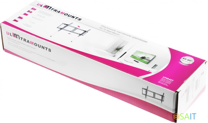 Кронштейн для телевизора Ultramounts UM840T черный 43"-90" макс.70кг настенный наклон