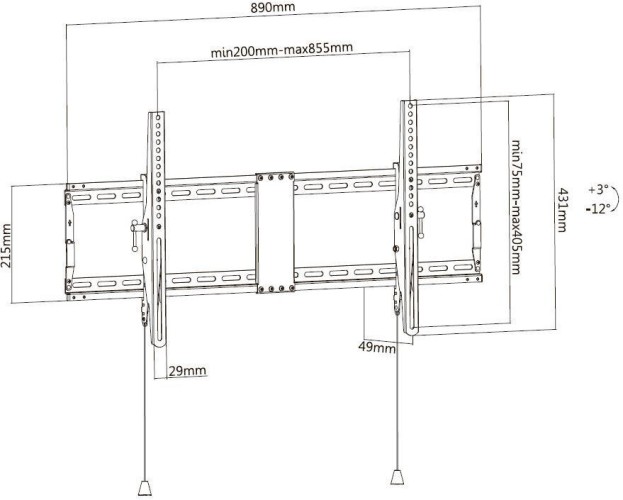 Кронштейн для телевизора Ultramounts UM840T черный 43"-90" макс.70кг настенный наклон