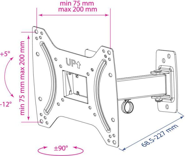 Кронштейн для телевизора Kromax OPTIMA-203 черный 15"-42" макс.25кг настенный поворот и наклон