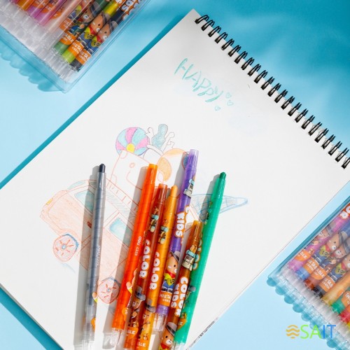 Восковые мелки Deli EC223-24 Color Kids кругл. с поворотным механизмом 24цв. дл.165мм д.10мм блист.европод.