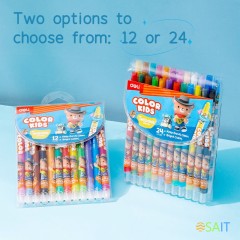 Восковые мелки Deli EC223-24 Color Kids кругл. с поворотным механизмом 24цв. дл.165мм д.10мм блист.европод.