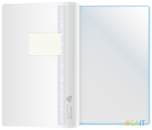 Папка-скоросшиватель Silwerhof A4 прозрач.верх.лист 30 вкладышей боков.перф. полипропилен голубой