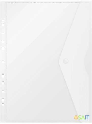 Конверт на кнопке Бюрократ -PK880CLEAR/1 A4 с перфорац. по длинной стороне пластик 0.18мм прозрачный