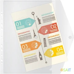 Конверт на кнопке Бюрократ -PK880CLEAR/1 A4 с перфорац. по длинной стороне пластик 0.18мм прозрачный