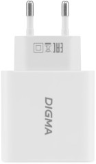 Сетевое зар./устр. Digma DGW3D 30W 3A (PD+QC) USB-C/USB-A универсальное белый (DGW3D0F110WH)