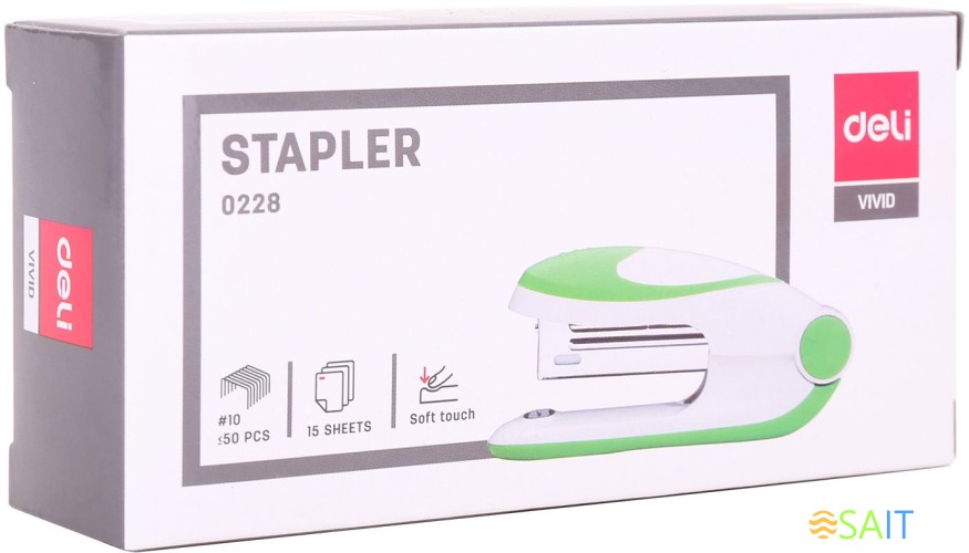 Степлер Deli E0228 Essential N10 (12листов) ассорти 50скоб коробка