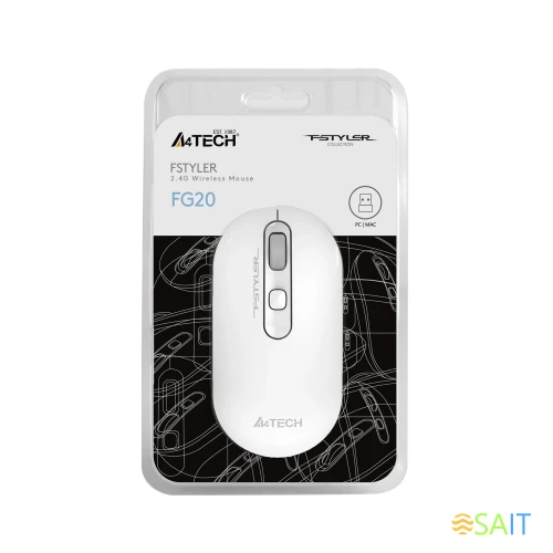 Мышь A4Tech Fstyler FG20 белый оптическая 2000dpi беспров. USB для ноутбука 4but (FG20 WHITE)
