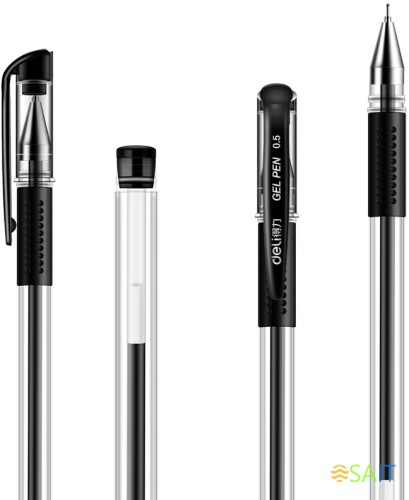Набор ручек гелев. Deli 6605-BK прозрачный/черный черн. черн. блистер (5шт) линия 0.5мм резин. манжета