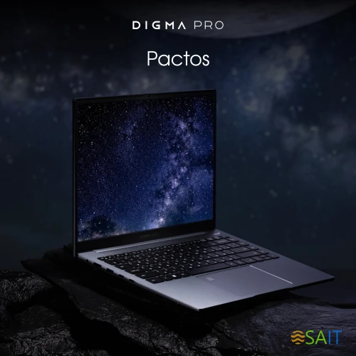 Ноутбук Digma Pro Pactos Core i5 1235U 16Gb SSD512Gb Intel Iris Xe graphics 14" IPS WUXGA (1920x1200) Windows 11 Pro dk.grey WiFi BT Cam 4780mAh (DN14P5-ADXW02)