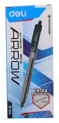 Ручка шариков. автоматическая Deli Arrow EQ01320 прозрачный/черный d=0.7мм черн. черн. черный