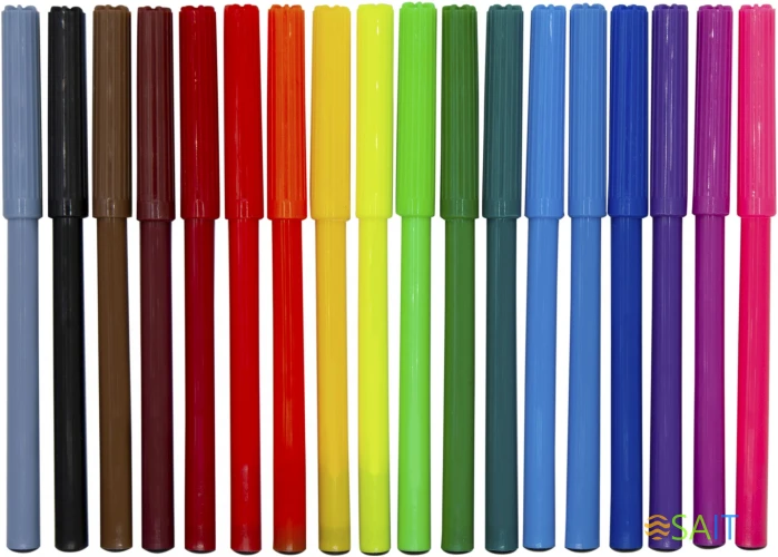 Фломастеры Silwerhof Веселые друзья 7.2мм 125мм круг. Вентилируемый 18цв. пакет с европодвесом