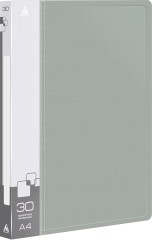 Папка с 30 прозр.вклад. Бюрократ -BPV30GREY A4 пластик 0.65мм торц.карм с бум. встав серый