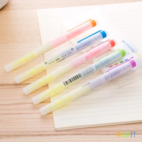 Набор текстовыделителей Deli S619 скошенный пиш. наконечник двухсторонний 6цв. ПЭТ-бокс (5шт.)