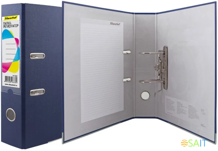 Папка-регистратор Silwerhof A4 75мм ПВХ/бумага синий мет.окант. сборная (упак.:2шт)
