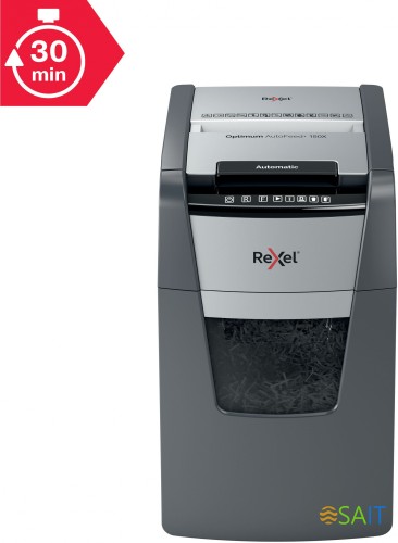 Шредер Rexel Optimum AutoFeed 150X черный с автоподачей (секр.P-4) фрагменты 150лист. 44лтр. скрепки скобы пл.карты