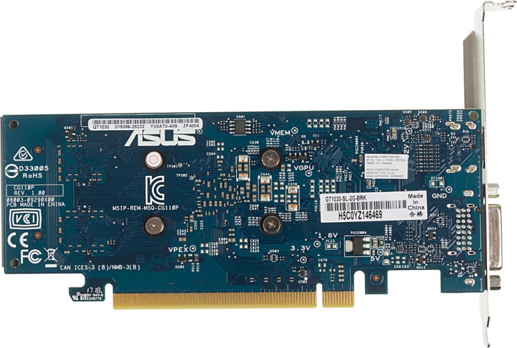 Видеокарта Asus PCI-E 3.0 GT1030-SL-2G-BRK NVIDIA GeForce GT 1030 2Gb 64bit GDDR5 1228/6008 DVIx1 HDMIx1 HDCP Ret low profile