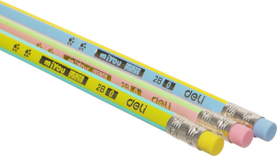 Карандаш ч/г Deli EU52606-1 miYou 2B трехгран. липа туба пл. (1шт) ластик