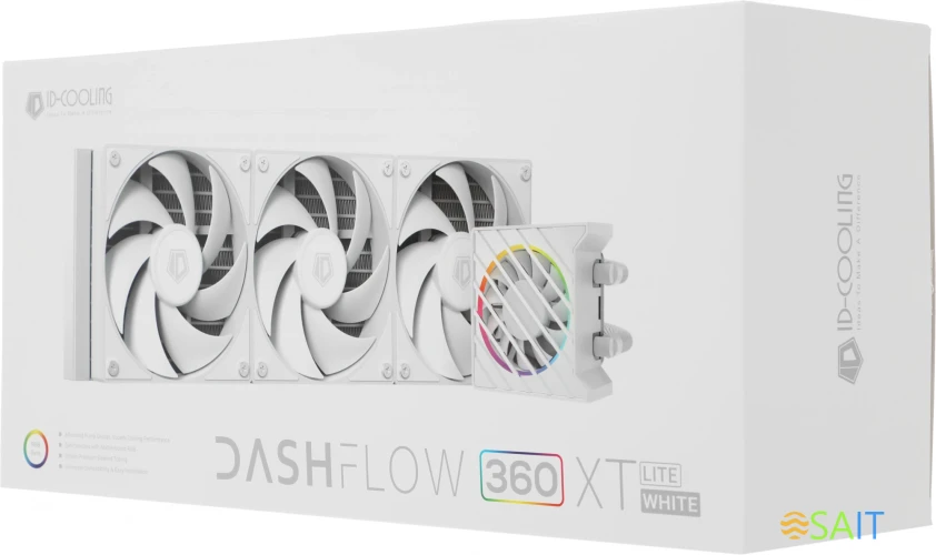 Система водяного охлаждения ID-Cooling Dashflow 360 XT Lite ARGB Soc-AM5/AM4/1151/1200/2066/1700 белый 4-pin 16-34dB Al+Cu 350W Ret (DASHFLOW 360 XT LITE WHITE)