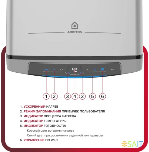 Водонагреватель Ariston Velis Lux Inox PW ABSE WIFI 100 2.5кВт 100л электрический настенный/серый