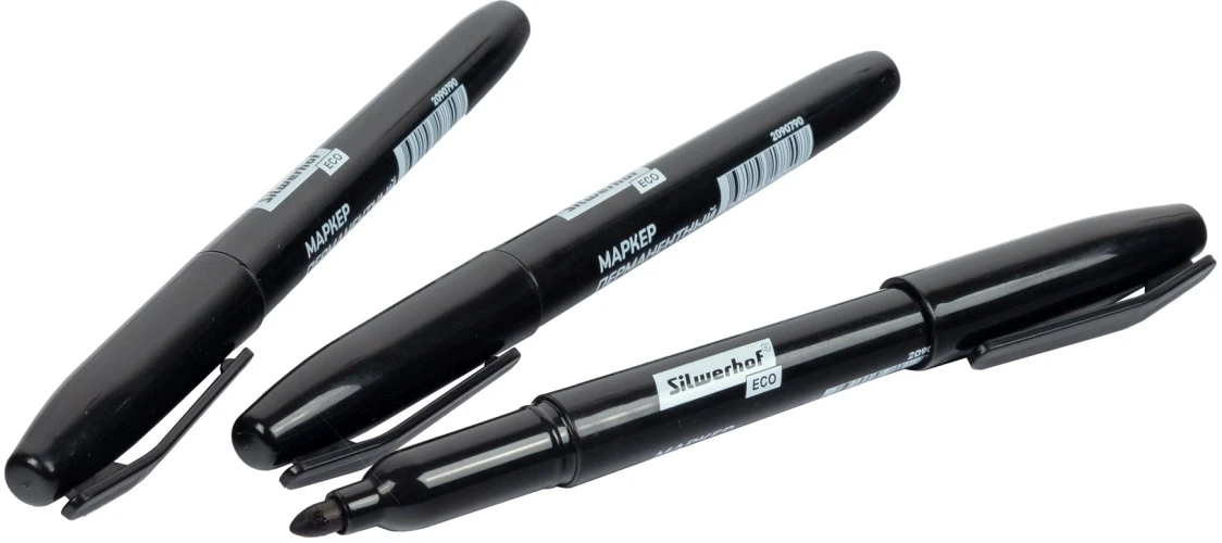 Маркер перманентный Silwerhof Eco пулевидный пиш. наконечник 1мм черный