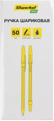 Ручка шариков. Silwerhof Eco желтый/синий d=1мм син. черн. сменный стержень стреловидный пиш. наконечник линия 0.7мм шестигр. без инд. Маркировки