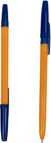 Ручка шариков. Silwerhof Eco желтый/синий d=1мм син. черн. сменный стержень стреловидный пиш. наконечник линия 0.7мм шестигр. без инд. Маркировки