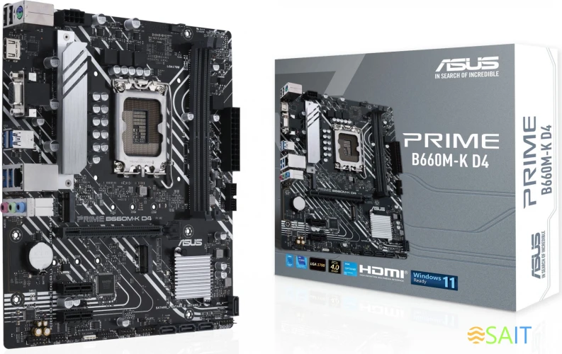Материнская плата Asus PRIME B660M-K D4 Soc-1700 Intel B660 2xDDR4 mATX AC`97 8ch(7.1) GbLAN RAID+VGA+HDMI