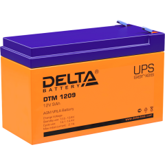 Батарея DELTA серия DTM, DTM 1209, напряжение 12В, емкость 9Ач (разряд 20 часов),  макс. ток разряда (5 сек.) 105А, макс. ток заряда 2.55А, свинцово-кислотная типа AGM, клеммы F2, ДxШxВ 151х65х94мм., вес 2.65кг., срок службы 6 лет. Delta UPS DTM 1209 (12V