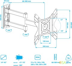 Кронштейн для телевизора Arm Media LCD-205 черный 14"-42" макс.25кг настенный поворот и наклон