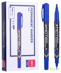 Маркер перманентный Deli EU10430 Mate двойной пиш. наконечник 0.5-1мм синий