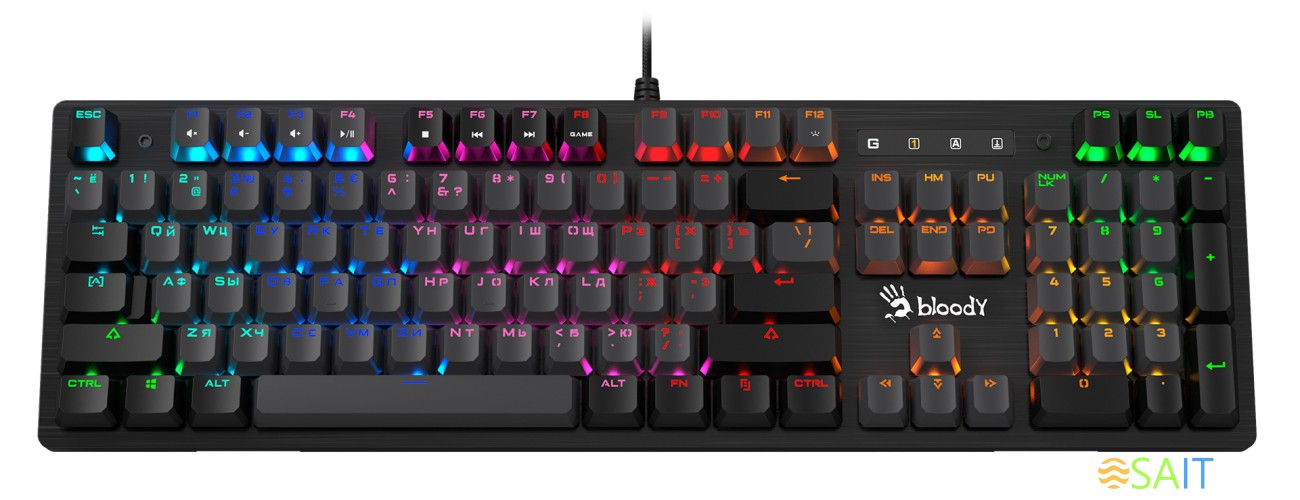 Клавиатура A4Tech Bloody B820R Dual Color механическая черный/серый USB for gamer LED (B820R GREY (BLUE SWITCH))