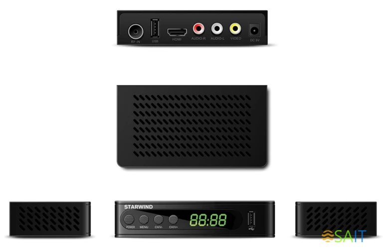 Ресивер DVB-T2 Starwind CT-200 черный