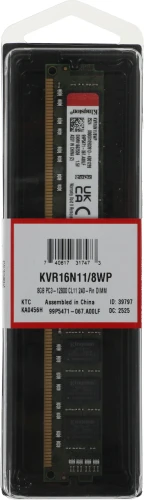 Память DDR3 8Gb 1600MHz Kingston KVR16N11/8WP VALUERAM RTL PC3-12800 CL11 DIMM 240-pin 1.5В dual rank Ret