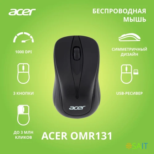 Мышь Acer OMR131 черный оптическая 1000dpi беспров. USB для ноутбука 2but (ZL.MCEEE.01E)