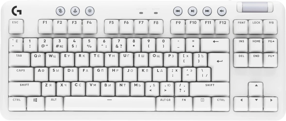 Клавиатура Logitech G715 TKL механическая белый USB беспроводная BT/Radio Multimedia for gamer LED (подставка для запястий) (920-010464)