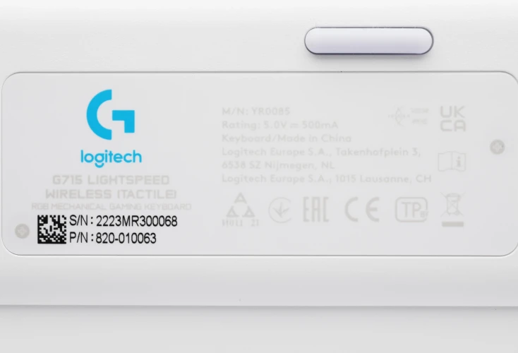 Клавиатура Logitech G715 TKL механическая белый USB беспроводная BT/Radio Multimedia for gamer LED (подставка для запястий) (920-010464)