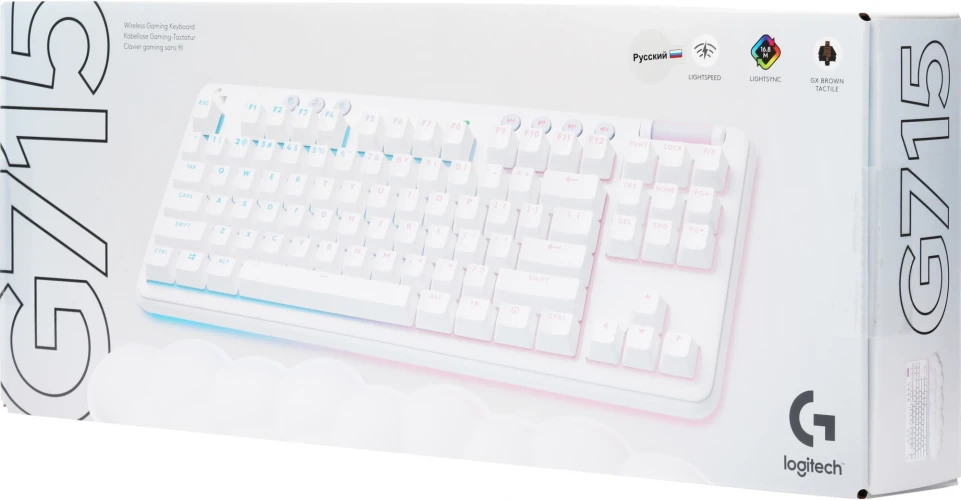 Клавиатура Logitech G715 TKL механическая белый USB беспроводная BT/Radio Multimedia for gamer LED (подставка для запястий) (920-010464)