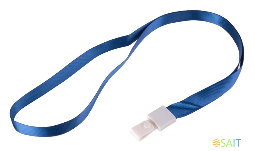 Шнур для пропуска Deli 8352blue 45х1см нейлон синий (упак.:12шт) пластиковый пакет