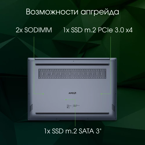 Ноутбук Digma Pro Pactos Ryzen 5 7530U 16Gb SSD512Gb AMD Radeon Graphics 16" IPS WUXGA (1920x1200) Windows 11 Pro dk.grey WiFi BT Cam 5500mAh (DN16R5-ADXW03)