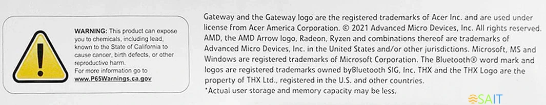 Ноутбук Gateway Ultra Slim 14 Ryzen 5 3500U 8Gb SSD256Gb AMD Radeon Vega 8 14.1" IPS FHD (1920x1080) Windows 11 Home green WiFi BT Cam (GWNR51416-GR)