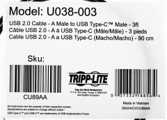 Кабель Tripplite U038-003 USB (m)-USB Type-C (m) 0.9м черный