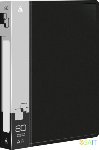 Папка с 80 прозр.вклад. Бюрократ -BPV80BLCK A4 пластик 0.8мм торц.карм с бум. встав черный