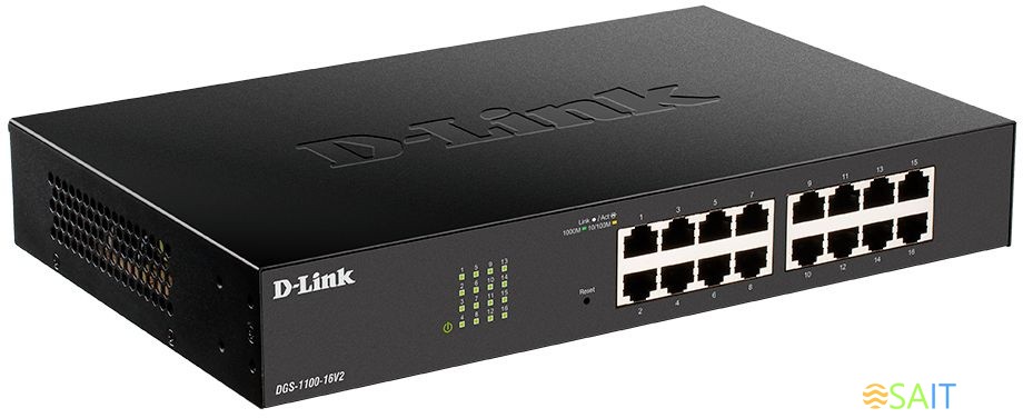Коммутатор D-Link DGS-1100-16V2/A (L2) 16x1Гбит/с управляемый