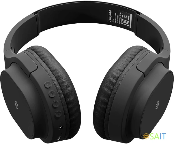 Гарнитура накладные Digma BT-18 черный беспроводные bluetooth оголовье (BT18B)