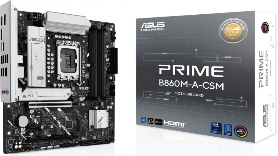 Материнская плата Asus PRIME B860M-A-CSM Soc-1851 Intel B860 4xDDR5 mATX AC`97 8ch(7.1) 2.5Gg RAID+HDMI+DP