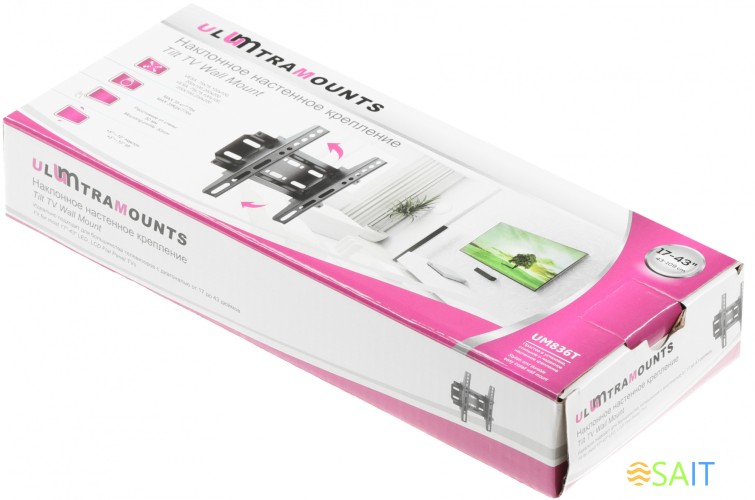 Кронштейн для телевизора Ultramounts UM836T черный 23"-42" макс.35кг настенный наклон