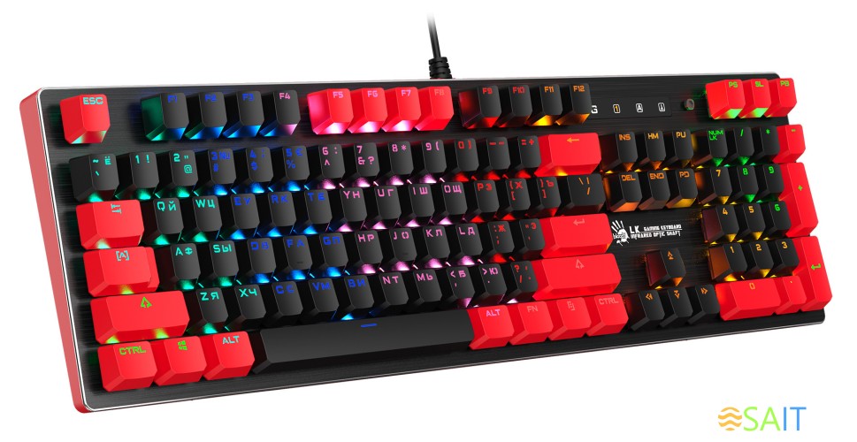 Клавиатура A4Tech Bloody B820N механическая черный/красный USB for gamer LED (B820N ( BLACK + RED))